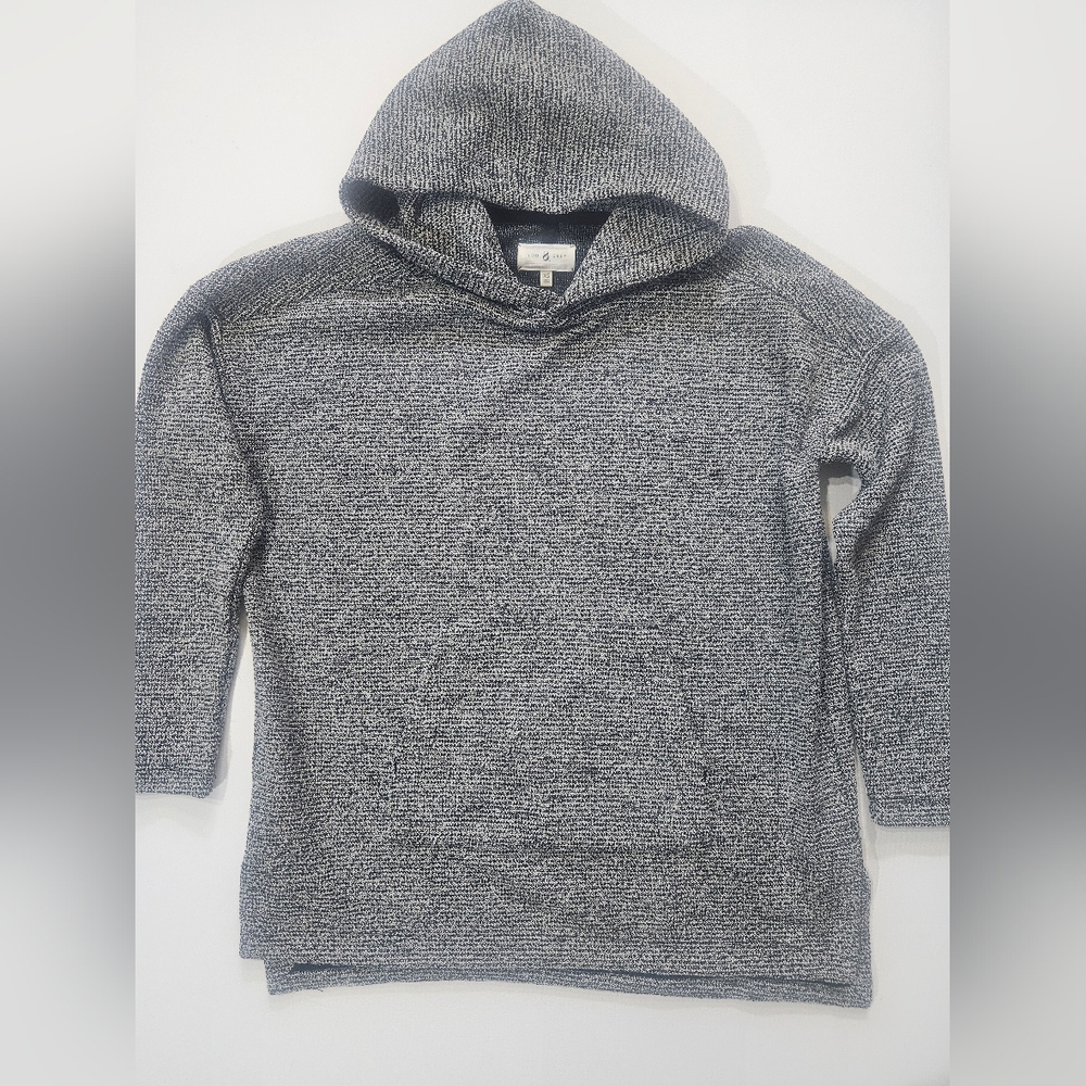 Lou & Grey Sweatshirt Womens Size XS‎ Black Grey Marble Textured Hoodie